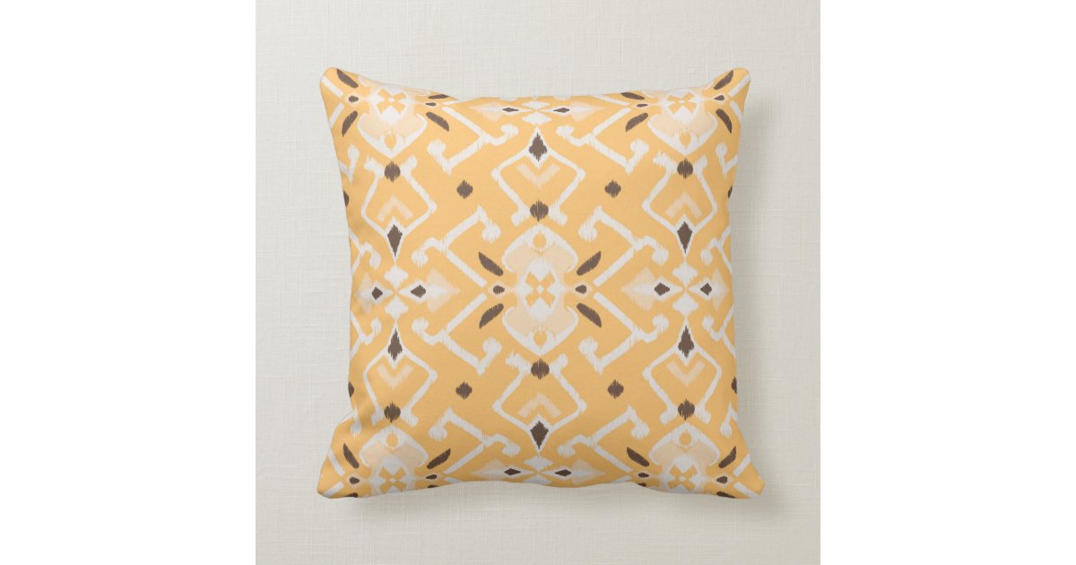 Chic modern yellow ikat tribal pattern throw pillow Zazzle