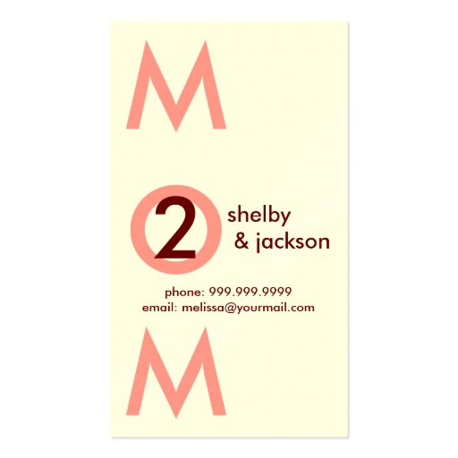 Chic Mommy Calling Card Business Card Template (back side)