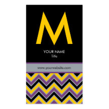 Chic Monogram Chevron Business Card - Yellow/Black