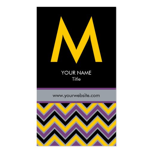 Chic Monogram Chevron Business Card - Yellow/Black