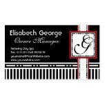 Chic Monogram G Black and White Stripes Business Cards