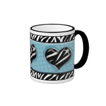 Chic My Heart Blue Zebra Print Mug