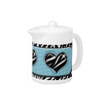 Chic My Heart - Blue Zebra Print Teapot