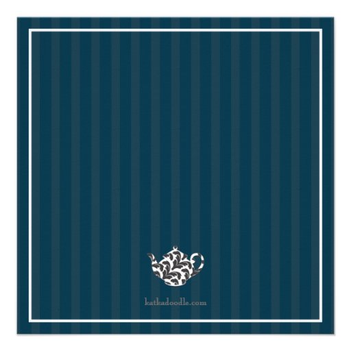 Chic Navy & White w Damask Bridal Shower Tea Party Custom Invitation