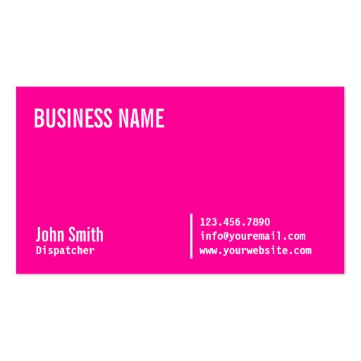 Chic Neon Pink Dispatcher Business Card (front side)