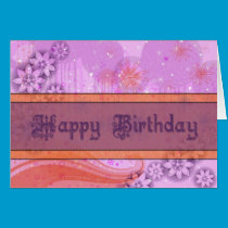 Chic Orange and Purple Birthday Card cards