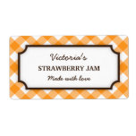 Chic orange and white gingham canning jar labels