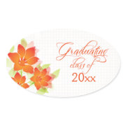 Chic orange floral graduation stickers sticker