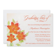 Chic orange flowers graduation party announcement invitation