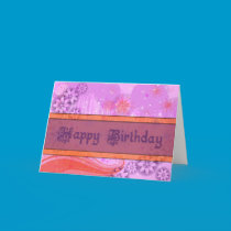 Chic Orange Purple and Pink Birthday Card