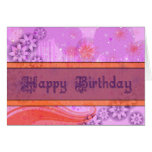 Chic Orange Purple and Pink Birthday Card