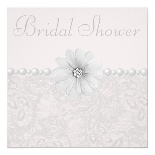 Chic Paisley Lace, Flowers & Pearls Bridal Shower Invite