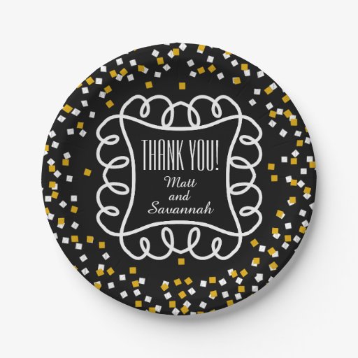 CHIC PAPER PLATE_"THANK YOU!" BLACK/WHITEI 7 INCH PAPER PLATE | Zazzle