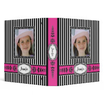 Chic Paris Pink and Black Photo Frame 3 Ring Binders