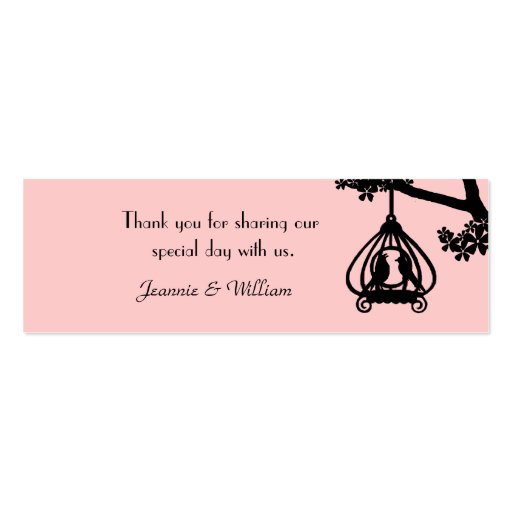 Chic Pink and Black Love Birds Gift Tags Business Card Template (front side)