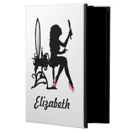 Chic Pink and Black Woman of Fashion Silhouette Case For iPad Air