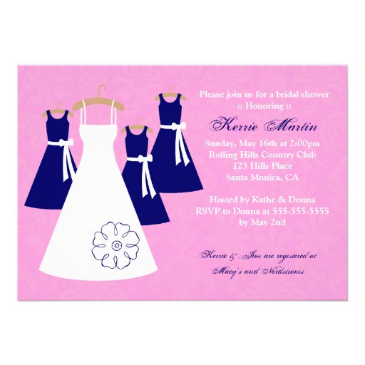 Chic Pink and Navy Bridal Shower Invitation