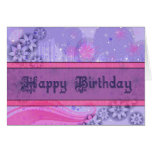 Chic Pink and Purple Happy Birthday Card