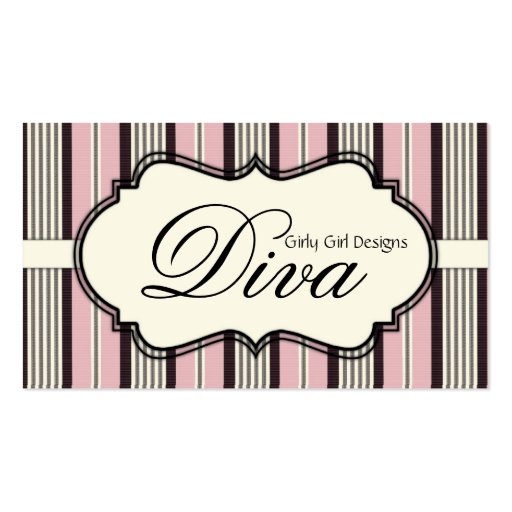 Chic Pink & Black Stripes Design  Business Card (front side)