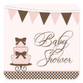 Chic pink + brown girls baby shower stickers sticker