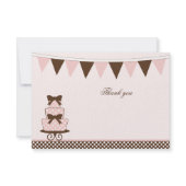 Chic pink + brown girls baby shower thank you card invitation