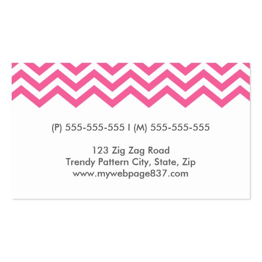 Chic pink chevron pattern profile calling card business cards (back side)