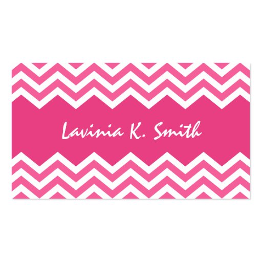 Chic pink chevron pattern profile calling card business cards (front side)