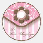 Chic Pink Fashion Gift Label Round Sticker