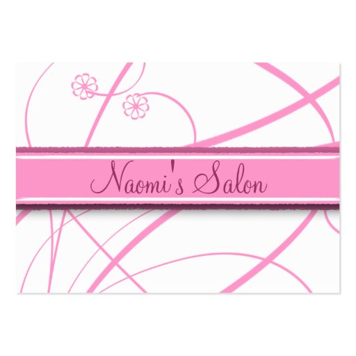 chic pink floral swirls salon chubby business card