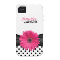 Chic Pink Gerbera Daisy Polka Dot iPhone 4 Case