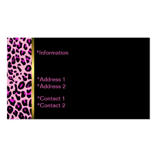 Chic Pink Jaguar Print Business Card (back side)