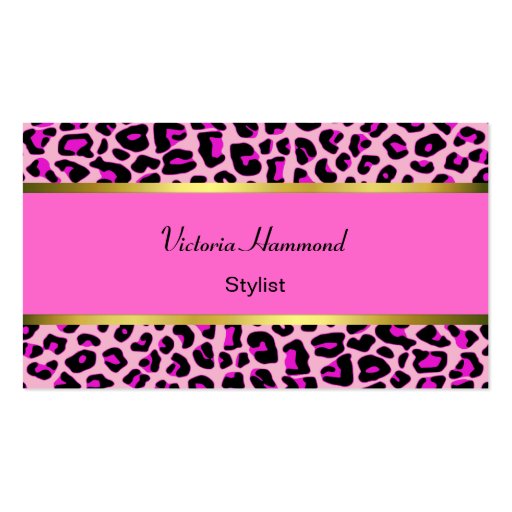 Chic Pink Jaguar Print Business Card