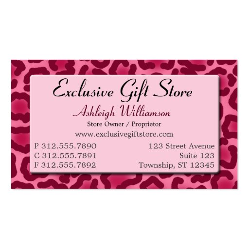 Chic Pink Leopard Print Business Cards
