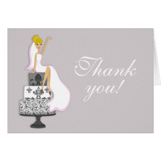 Chic Pink Modern Bride Bridal Shower Thank You Greeting Cards