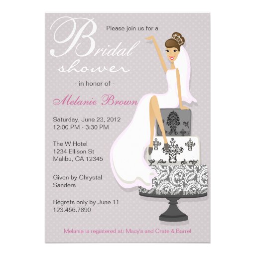 ... Pink Modern Bride Contemporary Bridal Shower Personalized Invitation