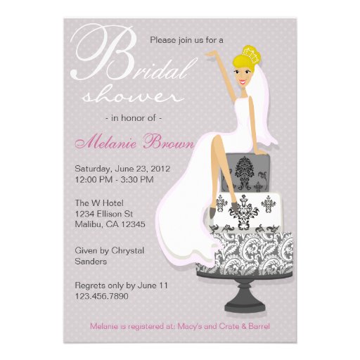 Chic Pink Modern Bride Contemporary Bridal Shower Personalized Invites (front side)