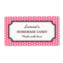Chic pink polka dot dots pattern canning jar label