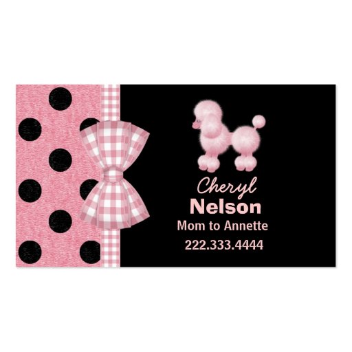 Chic Pink Poodle Mommy Card Business Cards (front side)