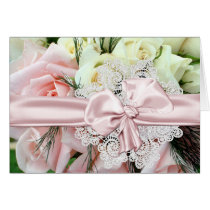 Chic Pink Roses Wedding Note Card cards