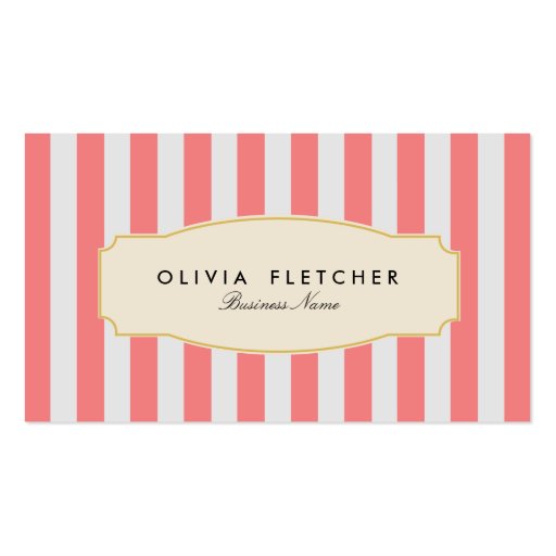 Chic Pink Stripes Business Cards (front side)