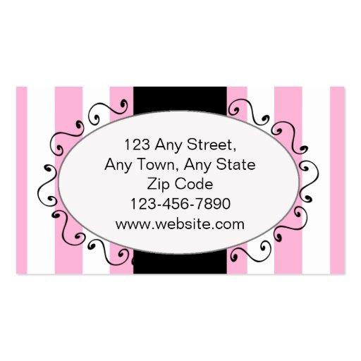 Chic Pink Stripes Cupcake Bakery Business Card (back side)