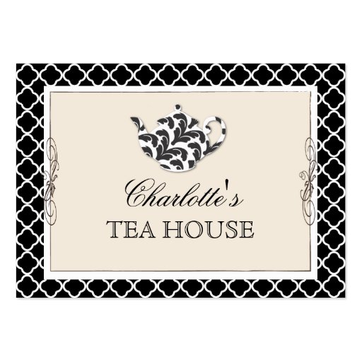 Chic Pink Teapot Tea Cafe Business Card (front side)