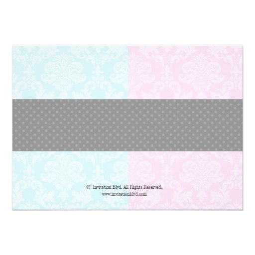 Chic Polka Dot Damask Baby Bib Gender Reveal Custom Invitations