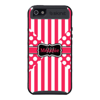 Chic Polka Dots Stripes Pink White iPhone 5 Cases
