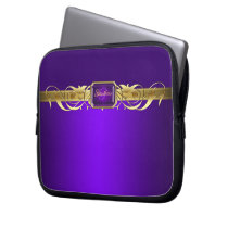 Chic Purple Faux Gold Scroll Two Tone Laptop Laptop Computer Sleeves