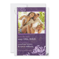 Chic Purple Mum Floral Photo Wedding Save the Date invitation