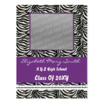 chic purple photo Graduation Invitation postcards