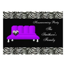 chic purple sofa , party Invitation