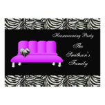 chic purple sofa , party Invitation invitations