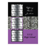 chic purple triple photo Graduation invitations